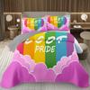Rainbow Bedspread Queen/Full People Celebrating International Day for LGBT Community Quilt Set Colorful Rainbow Striped Coverlet