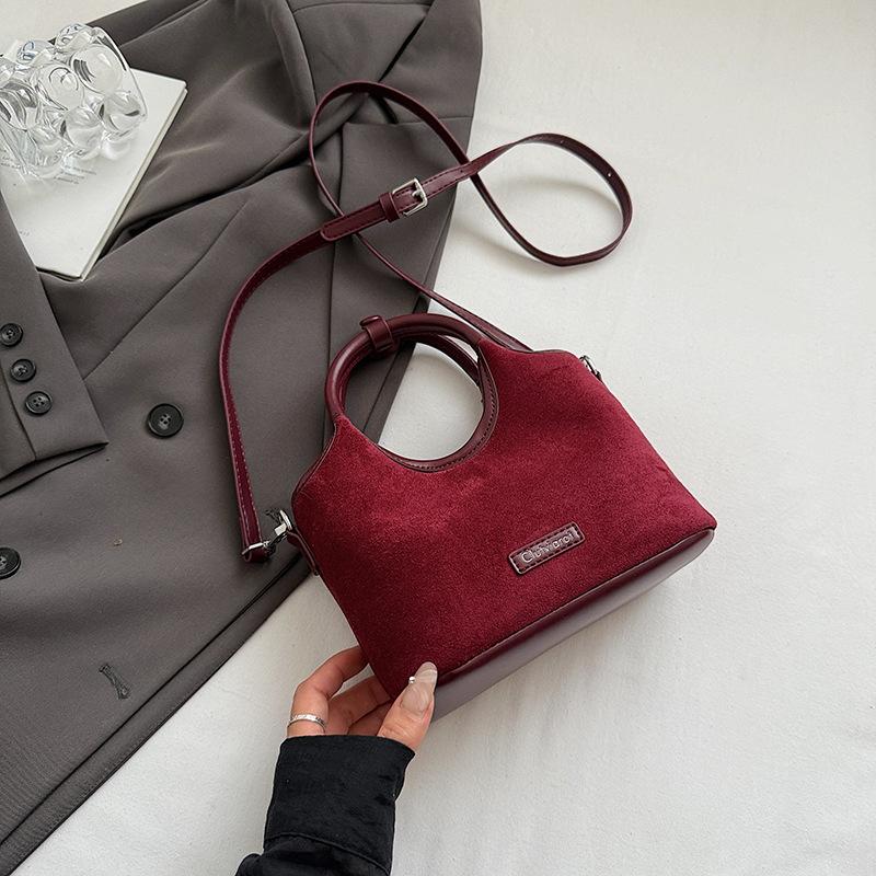 

Suede Handbag Women s Premium Retro Commuter Shoulder Bag Crossbody Bucket Bag