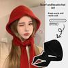 Balaclava Bonnet Women Skullies Beanies Hat Scarf 2-In-1 Thickened Warm Neck Protection Autumn Winter Accessories Knitted Law