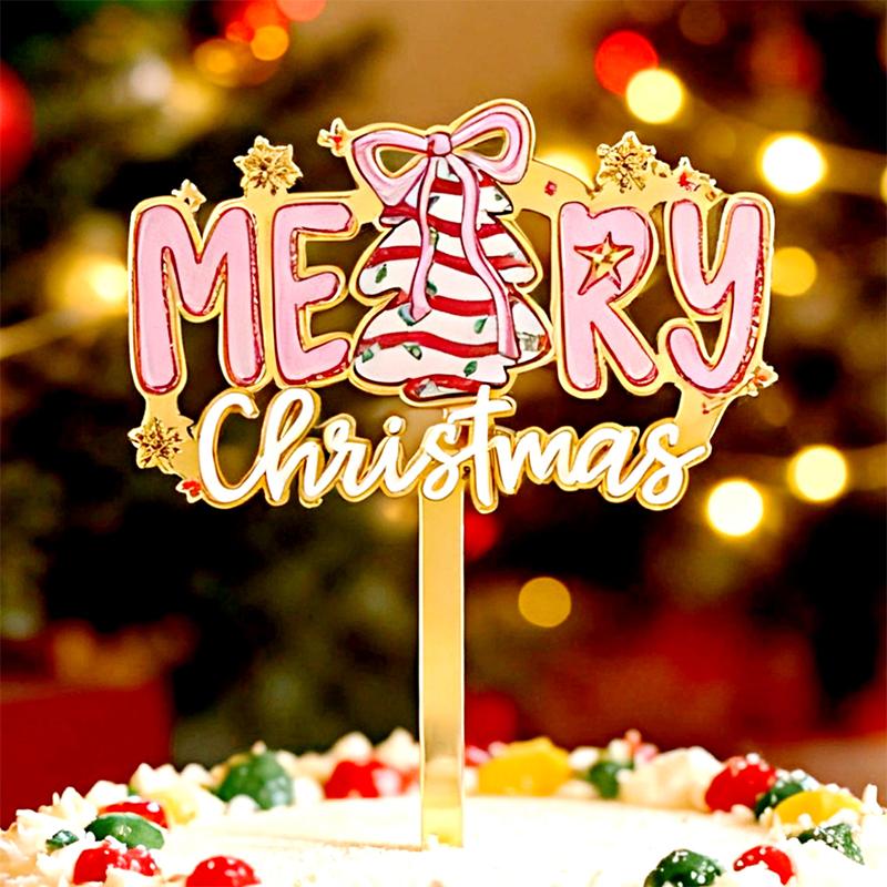 Christmas Cake Decoration New Ins Style Acrylic Diverse Patterns Merry Christmas 2025 New Year Cake Insert Card Decoration
