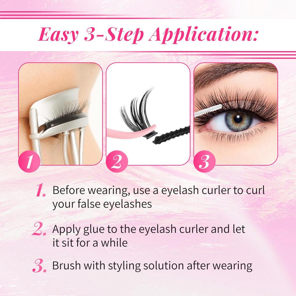 Selbstklebende Cluster-Falschwimpern: 50 Paar lange, schlanke, dichte Wimpern