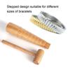 2pcs   Set Wooden Mandrel Sizer Jewelry Making Adjust Bangle Sizing Measurement Stick Hammer Tool Set