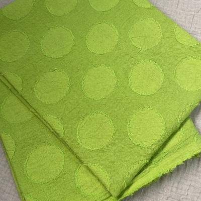 Cotton Linen Cut Jacquard Sold In Cuts of 130cm Wide X 1m Cotton Large Circle Apple Kijiya Fabric, Long, Linen, Pattern, Dots, Green, Clothing,