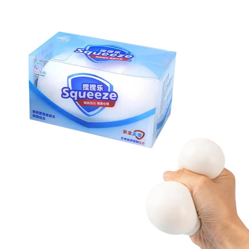 Palla di Sapone Morbida Croccante ASMR Giocattolo Fidget Blocchi Rotondi Riempiti Sfera da Spremere Antistress per Adulti