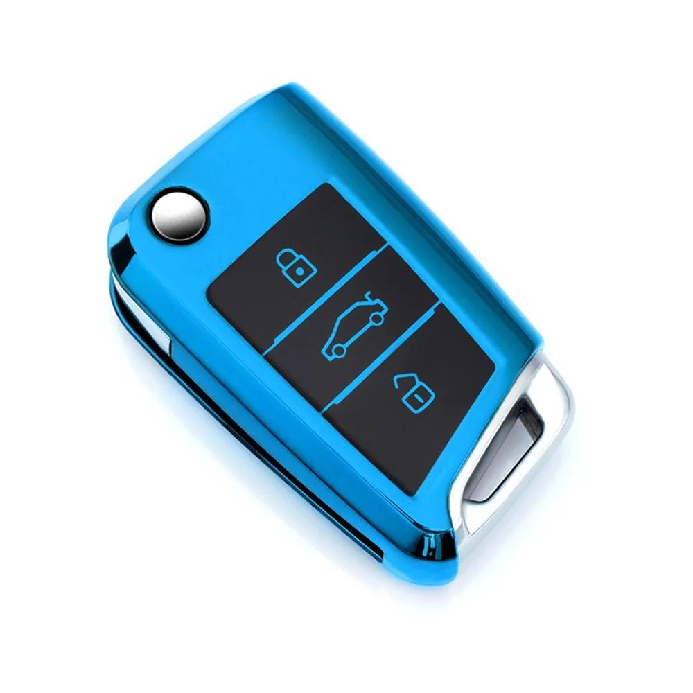 

Soft TPU Car Key Case For VW Volkswagen Golf 7 MK7 Tiguan MK2 Car Remote Key Shell 3 Buttons Key Protective Case Car Accessories синій