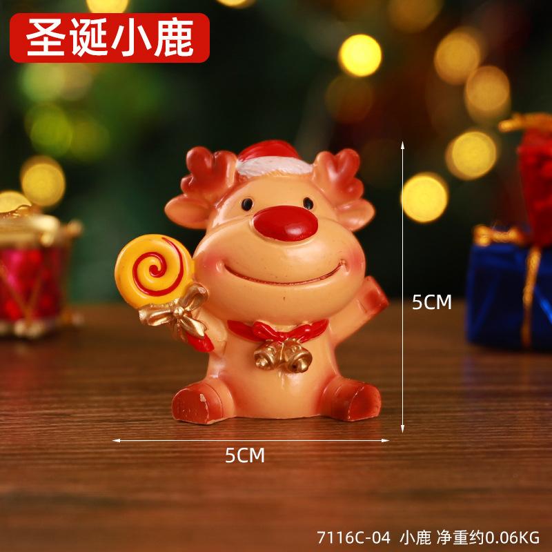 Christmas Mini Resin Figurines Christmas Decorations Ornament Desktop Cute Santa Clause Snowman Elk Ornament Navidad Xmas Decor