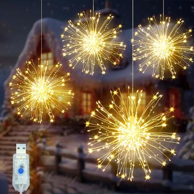 High quality4PACK Christmas Lights Fireworks Lights, 360 LED Chandeliers Indoor Hanging Fairy Christmas Decorations, USB Powered, for Party, Tent,