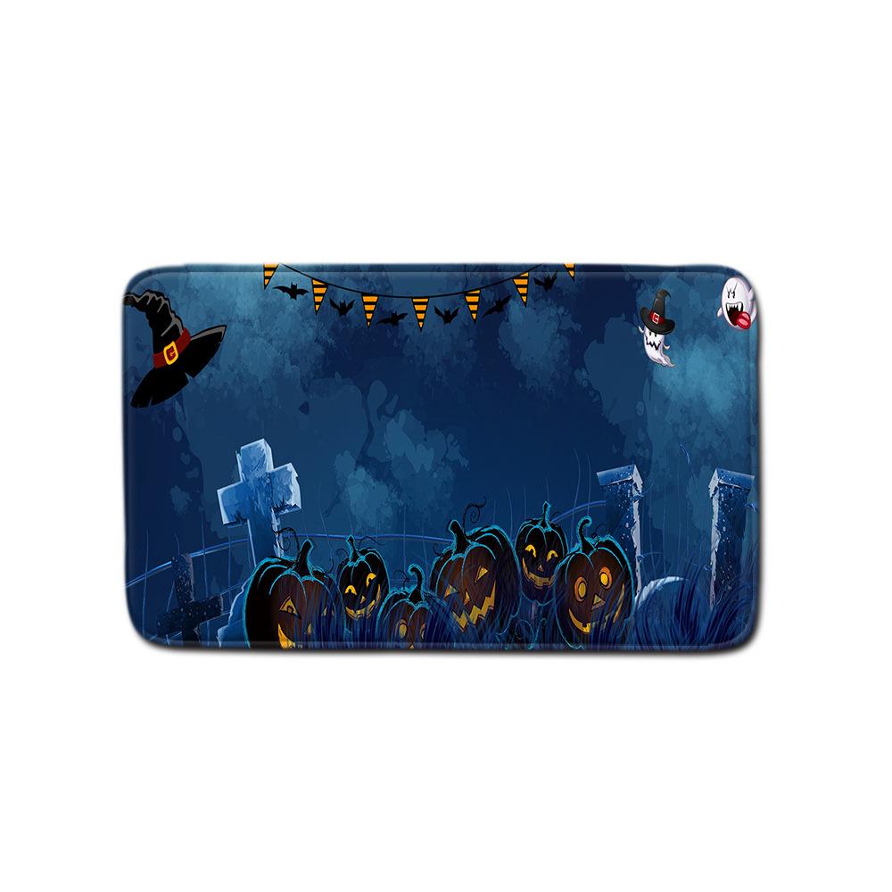 Halloween Shower Curtain Floor Mat Combination Four-Piece Set Bathroom Toilet Carpet Shower Room Foot Door Mat