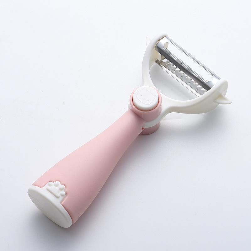 

Многофункциональный двойной нож, вращающийся на 180 °, кухонный нож для чистки картофеля, терка для дыни, кухонные гаджеты розовый