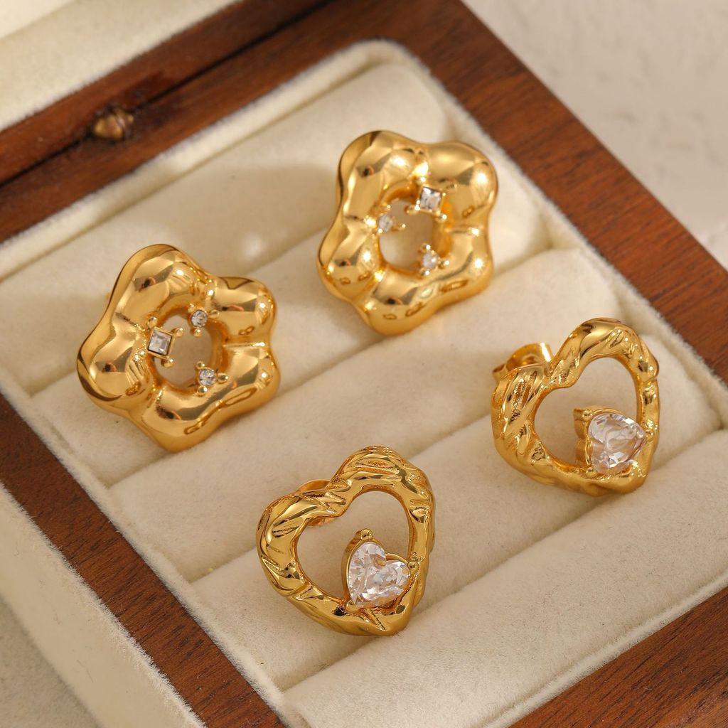 Geometric Stainless Steel Earrings For Women With Plating In Modern Light Luxury Style