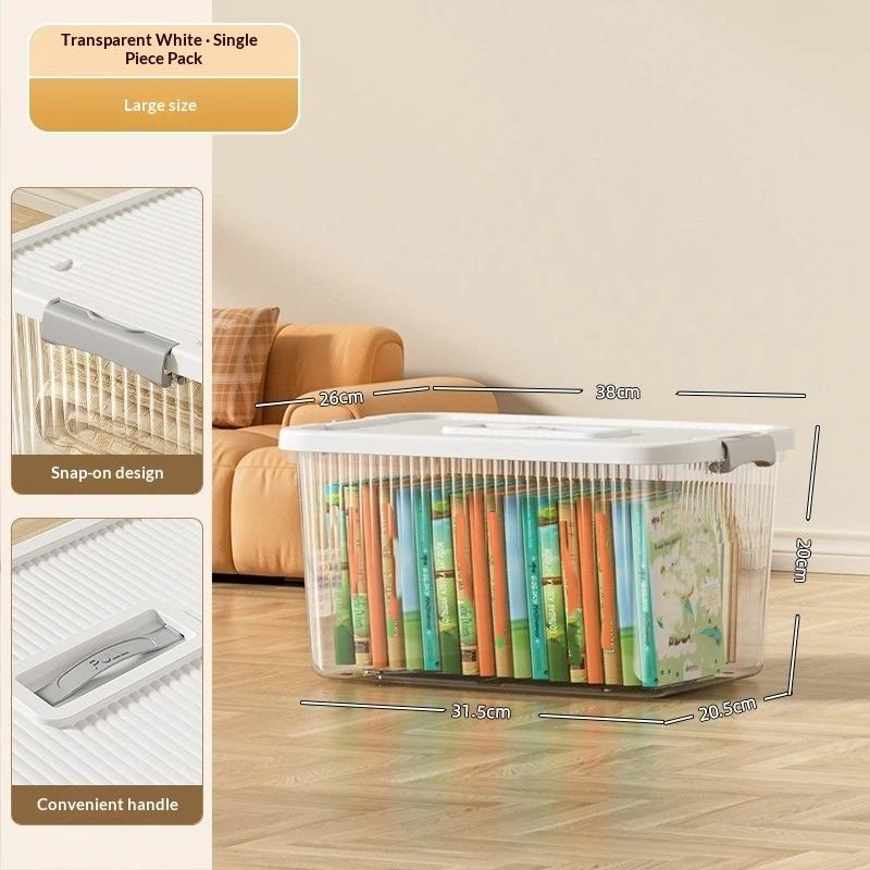 Transparent Large Capacity Storage Bins To Organize Books Snacks Toy Miscellaneous Storage Box