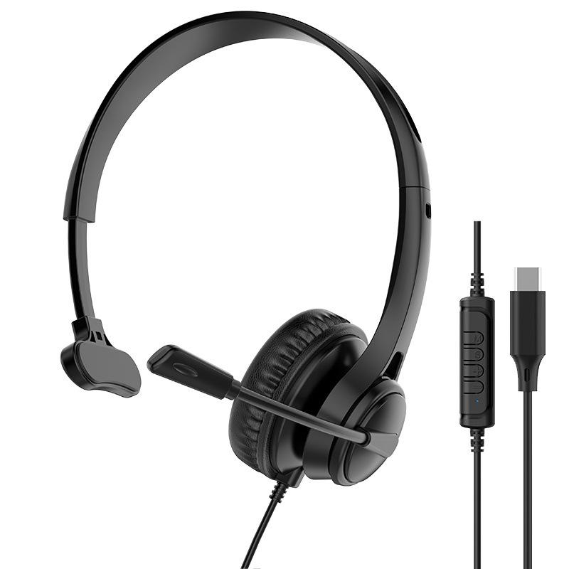 Universal Type-C 3.5mm Over-Ear Headset for Calls, Learning, and Work Meetings - USB Compatible