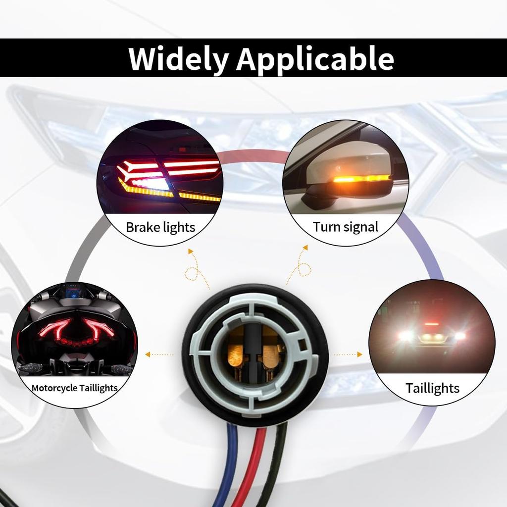 2PCS 1157 LED Bulb Socket Plug, Waterproof Turn Signal Brake Light Tail Light Socket Harness, Base Plug Connector Professional Car Accessories Fits