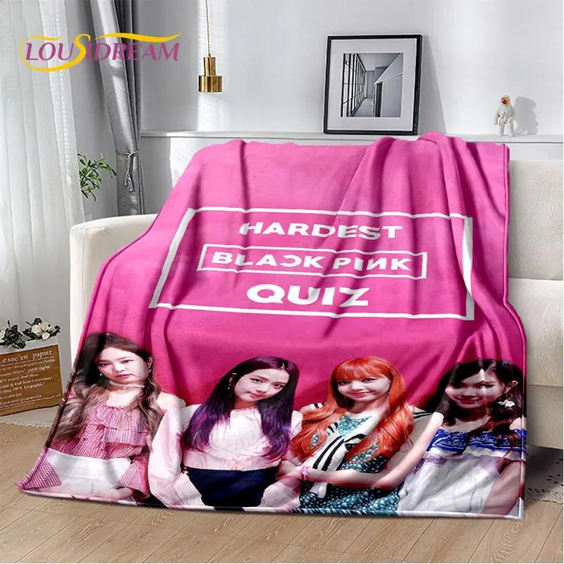 Black Pink Kpop Star Girl Group Soft Plush Blanket,Flannel Blanket Throw Blanket for Living Room Bedroom Bed Sofa Picnic Cover 75x90cm
