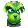 Nowy Świąteczny Kreskówkowy Zielony Futrzany Potwór Drukowany 3D Męski T-shirt z Krótkim Rękawem Świąteczny Grinch