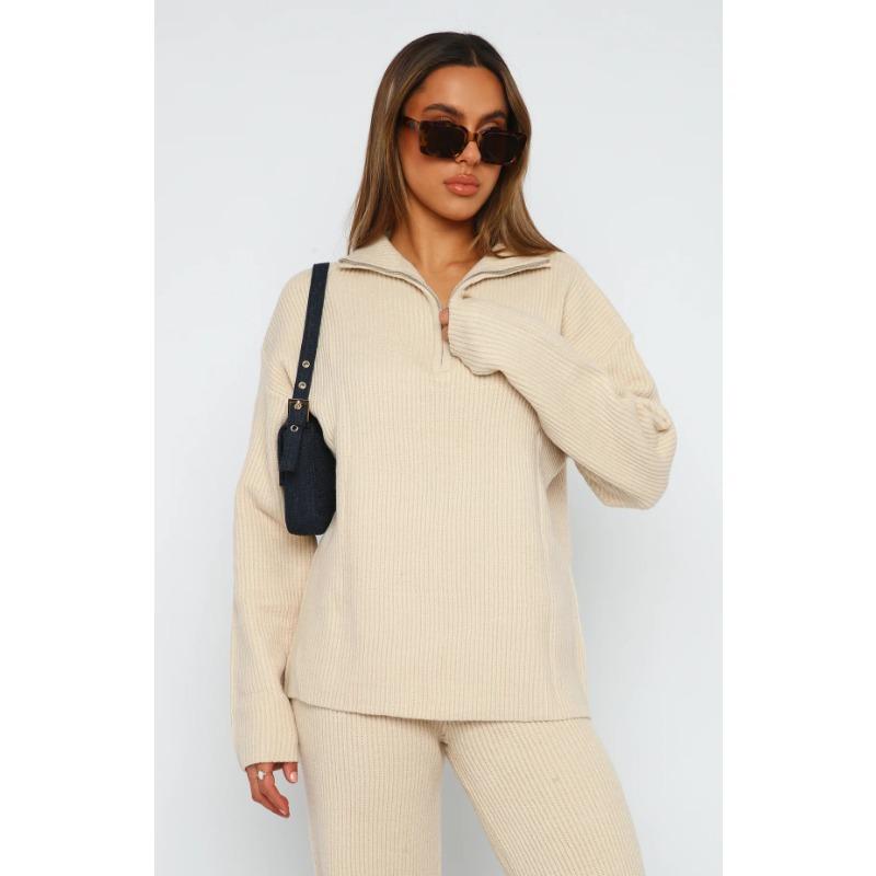 Женские свободные вязаные свитера с длинным рукавом большого размера с высоким воротником теплый джемпер модный женский осенний офисный повседневный пуловер топ шерстяной костюм на молнии костюм из двух предметов S 5980₽