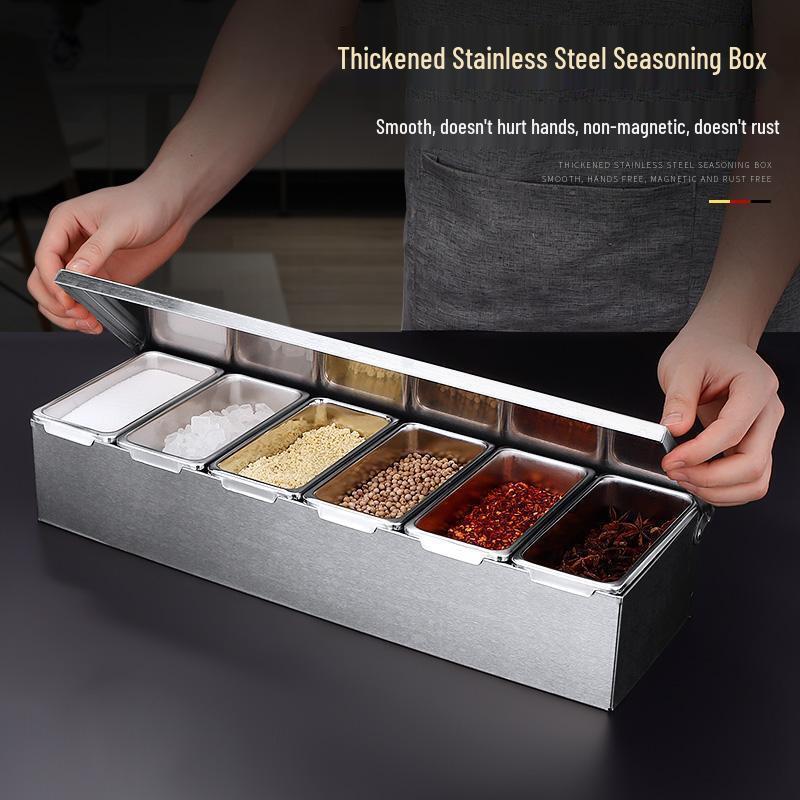 OEING Stainless Steel Multi-Compartment Seasoning Storage Box