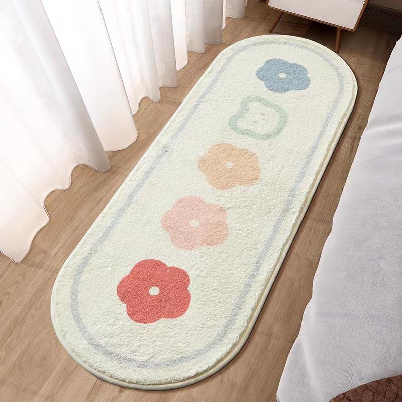 Cartoon Bedroom Carpet Long Strip Plush Floor Mat Living Room Sofa Coffee Table Non-slip Foot Mat