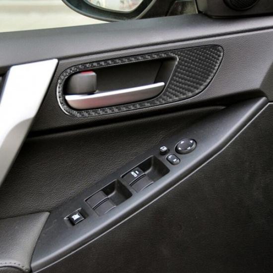 Carbon Fiber Interior Door Handle Frame Cover Sticker For Mazda 3 2010-2013