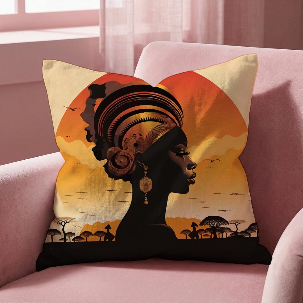 

African American Woman Cushion Cover Multi-Scene Pillow Cover for Home & Car - Reversible, Soft & Durable for Daily Use 30cmx30cm