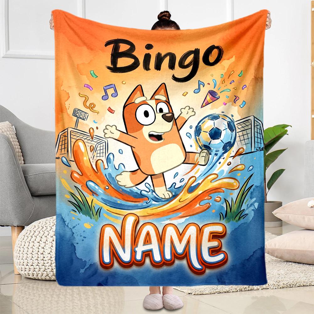 Bluey Soccer Adventure Personalized Name Blanket Throw Personalized Blanket Comfortable for Office Chair Picnics Chair Office for All Occasions