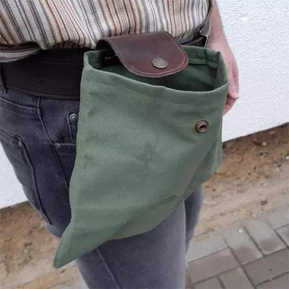 Leather and Canvas Bushcraft Bag Collapsible Waxed Canvas Foraging Pouch for Hiking