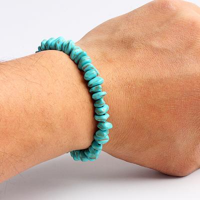 Bracelets de perles de turquoises de Bohème pour femmes Reiki Nature Stone Cube Cylindre Bracelets irréguliers Bijoux de soins de santé de guérison