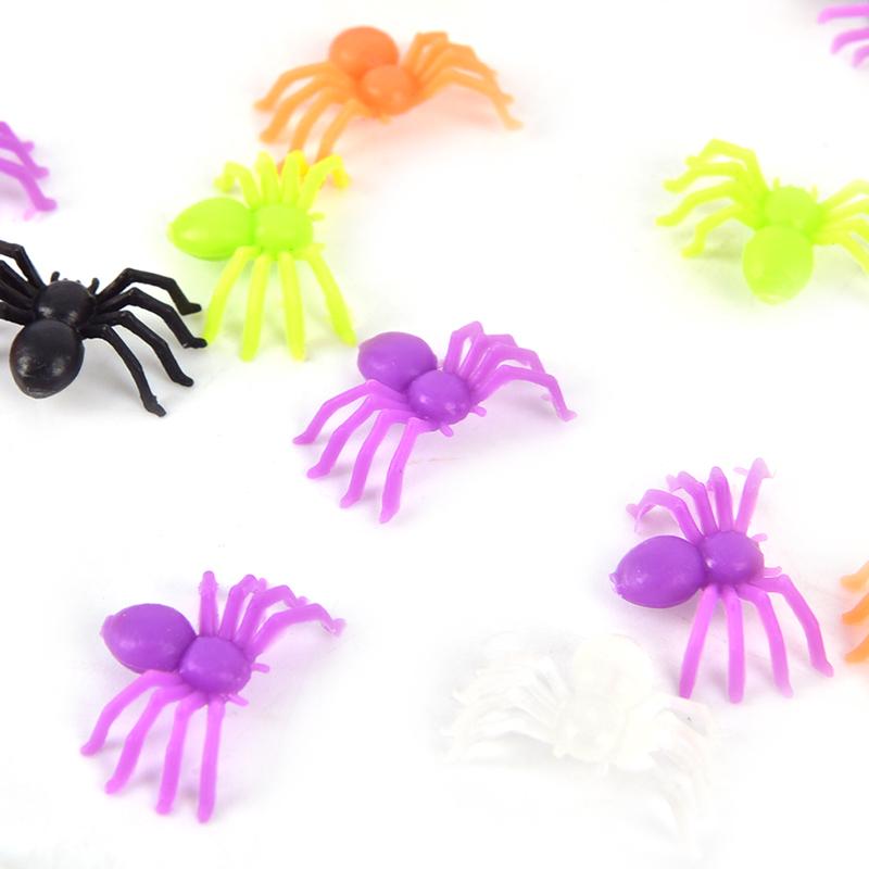 200Pcs/Set Halloween Plastic Mixed-Color Miniature Spiders Decorate Small Toys