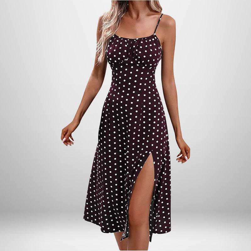 2026 Spring Collection: Women's Printed Camisole Slit Long Dress - European & American Style