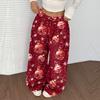 Women's Casual And Fashionable Elastic Waist Loose Wide Leg Pants