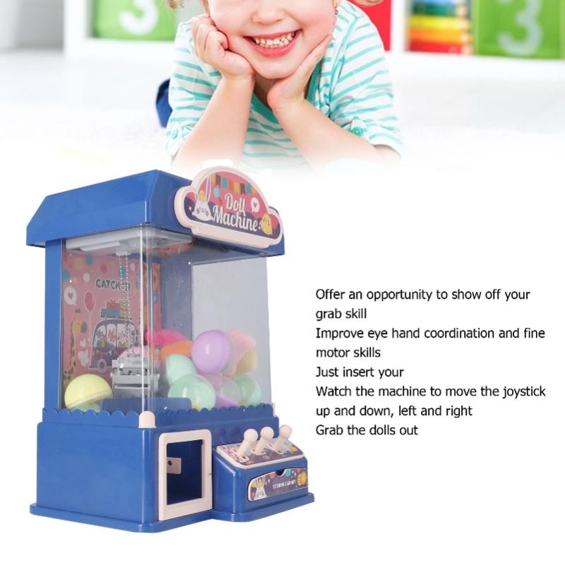 Mini Doll Grabber Machine Cool Light Music Electric Eggshell Grabber Game Toy For Party Blue