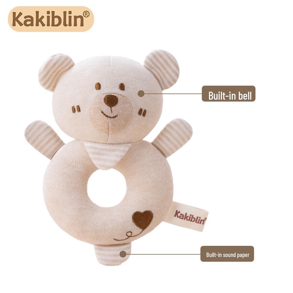 Natural Cotton Baby Rattle Teether Ring - Newborn Soothing Toy