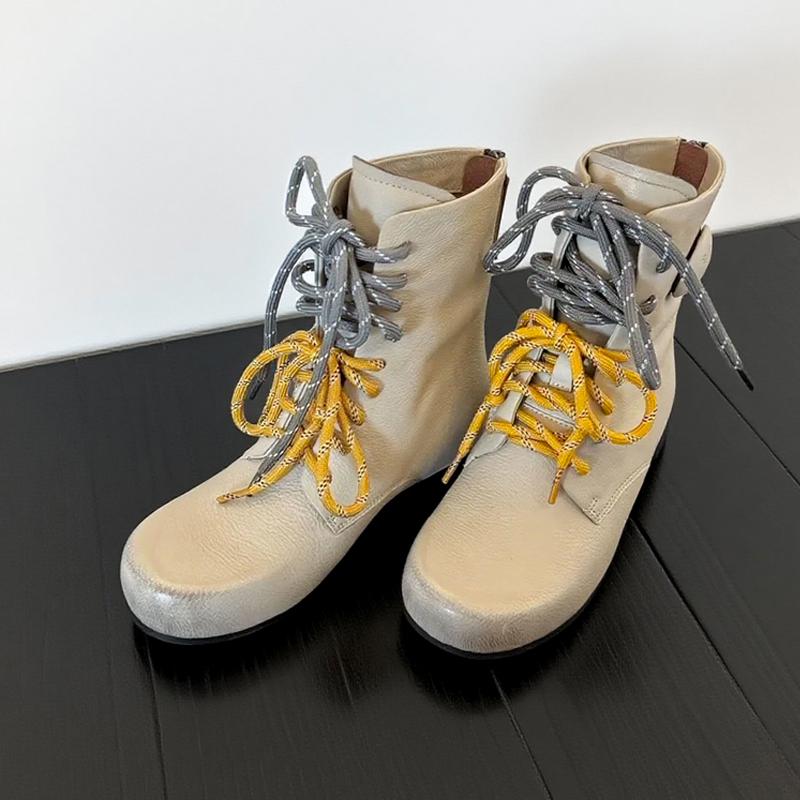 

European station 2025 autumn new color matching lace-up Martin boots women s British style Maillard retro heightening short boots 40