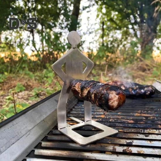 Nerezový stojan na grilování klobás BBQ, stojan na pečení hot dogů ve tvaru člověka, víceúčelový nepřilnavý stojan na klobásy a masové kuličky