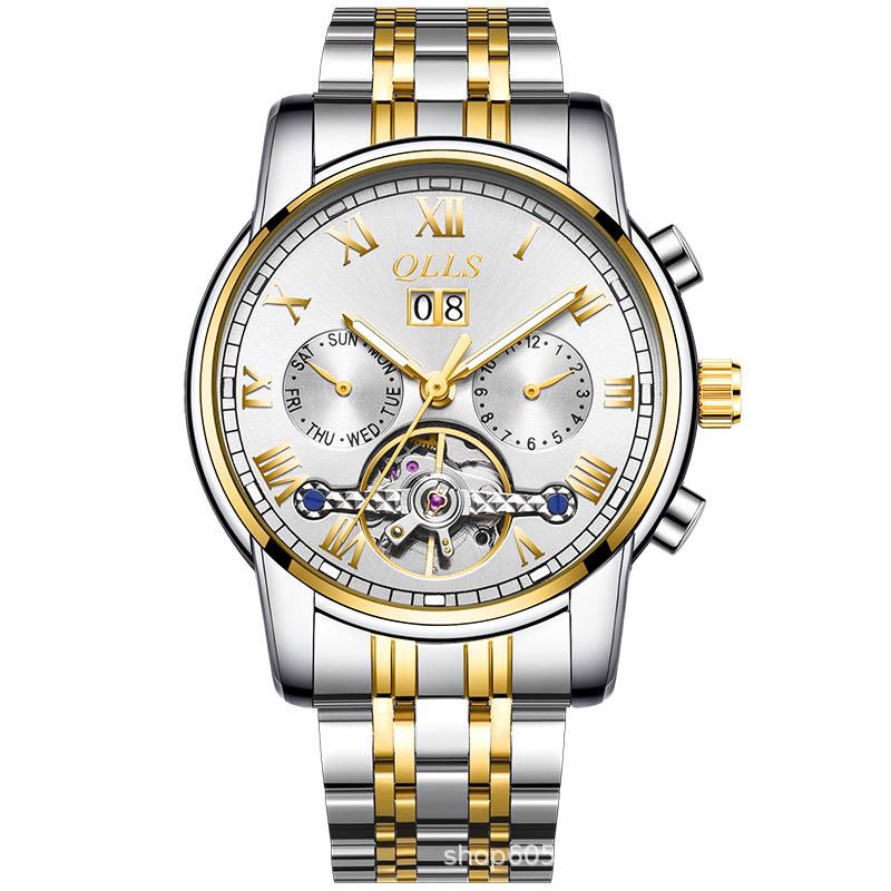 QLLS Men's Fashion Automatic Luminous Waterproof Skeleton Wristwatch - Business Casual Style