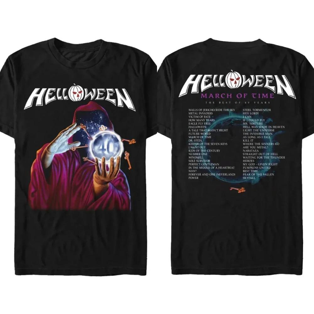 T-shirt Helloween Heavy Metal Famiglia della Band T-shirt Musicale T-shirt Retrò a Maniche Corte da Donna Nera Casual Girocollo in Cotone per Uso Quotidiano Top Cool