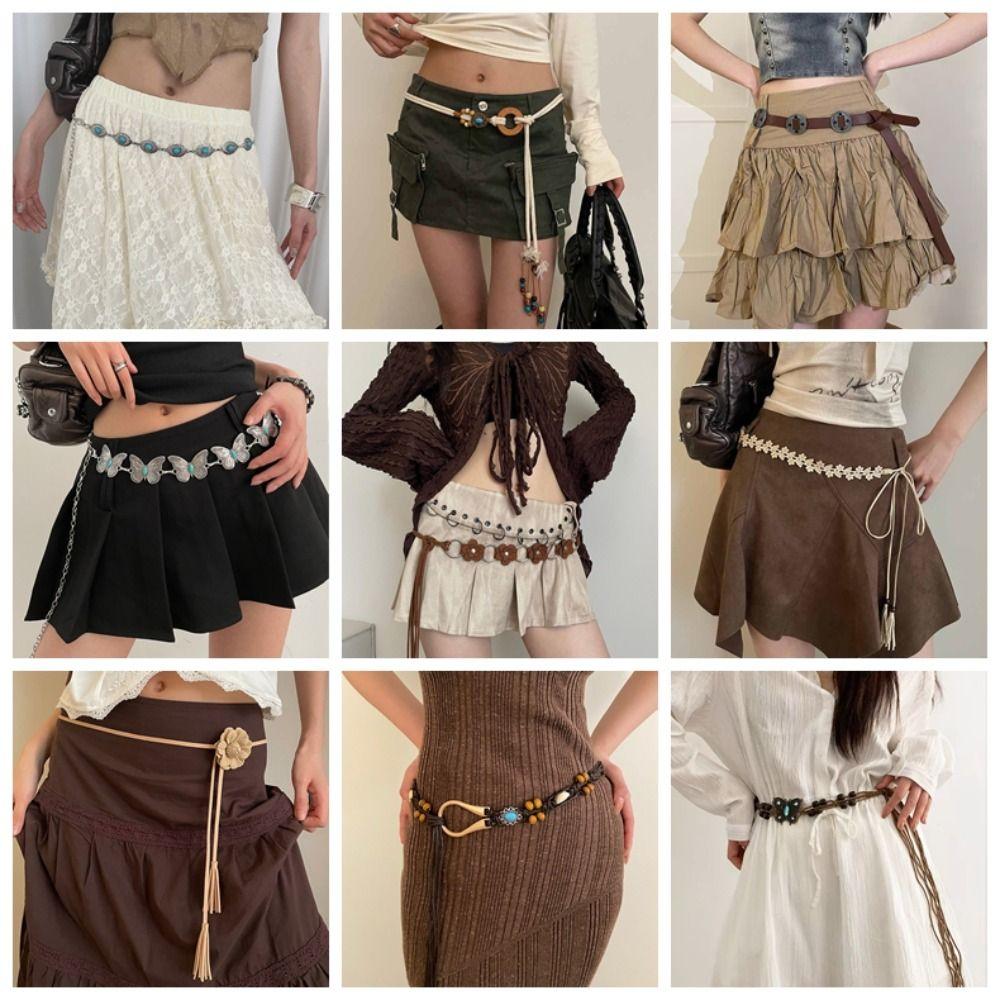 Schmetterling Quaste Taillenkette Legierung Blume Böhmischer Gürtel Trendiger Böhmischer Gürtel Kleiderdekoration