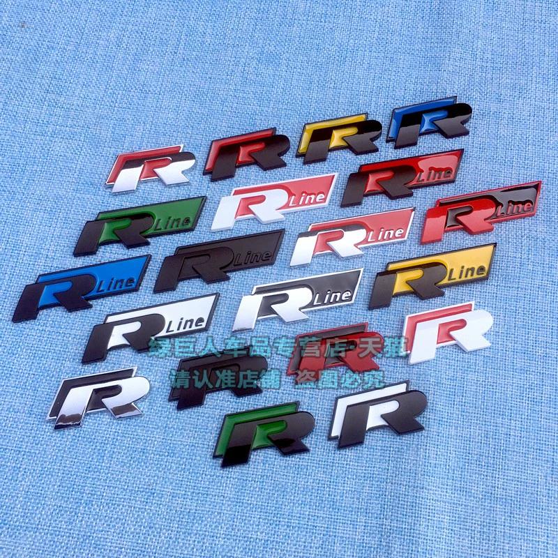 UDXKW1 Metal Car Grille Emblem Rear Trunk Badge Stickers for Volkswagen VW R Rline Polo Golf Jetta Beetle CC Bora Tiguan Touran Passat