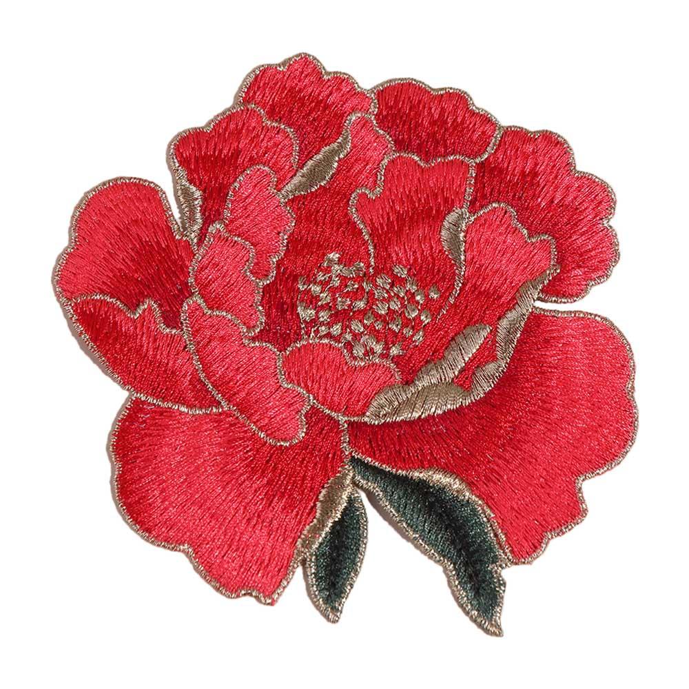 

Sew on Peony Flower Embroidered Patches Chinese Style Elegant Clothing Applique DIY Exquisite Clothes Patches for Cheongsam червоний
