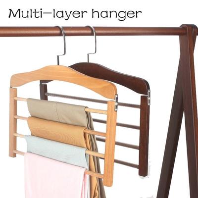 Wooden Towels Organizer 4 Tier Storage for Pants Non Slip Closet Scarves Clothes Rack Home Trousers
