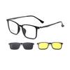 Men's 3-in-1 Square Ultralight TR90 Polarized Sunglasses Clip-On + Night Vision Titanium Legs Frames for Day & Night Driving