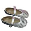 Soft Leather Version Woven Mary Jane Shoes Women's Summer and Korean Version Versatile Flat Bottom Hollow Buckle Soft Bottom Shallow Mouth Sports and