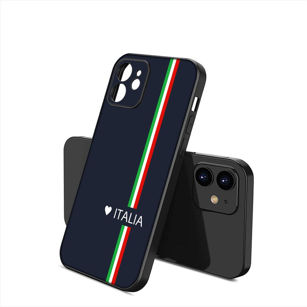 Italie Drapeau Italia Housse Souple en Silicone pour Apple iPhone 15 14 Plus 13 12 Mini Pro Max XR + 13Pro 14+ 15+ Coque de Téléphone