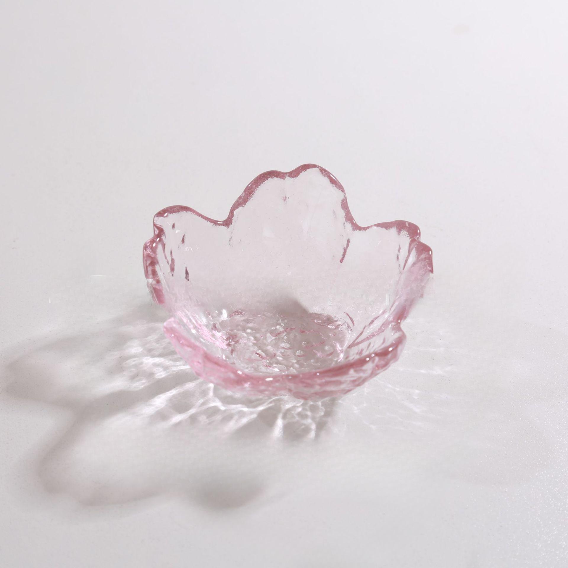 

Тарелка с цветущей вишней, стеклянная декоративная тарелка, тарелка с эфирным маслом, стеклянная тарелка для соуса, приправа, маленькая миска 1PCS розовый