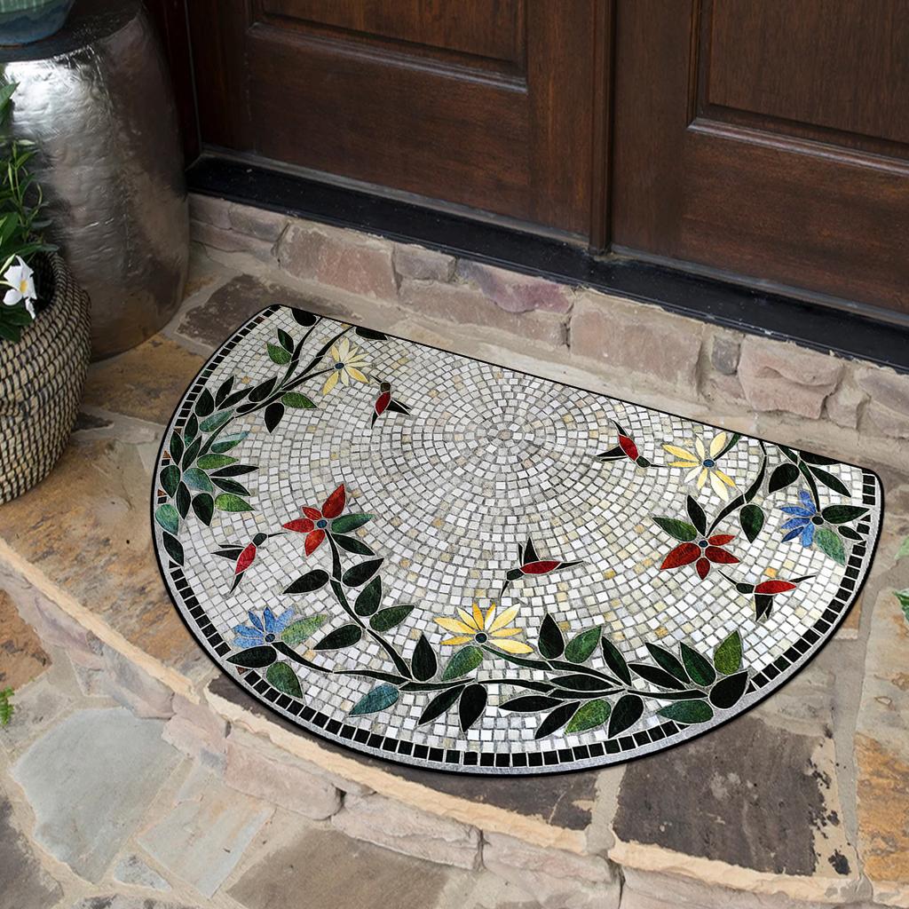 Entrance Door Mat Semi-circular Carpet Outdoor Rug Home Entry Doormat Courtyard Garden Spring Style Decorative Floor Mats