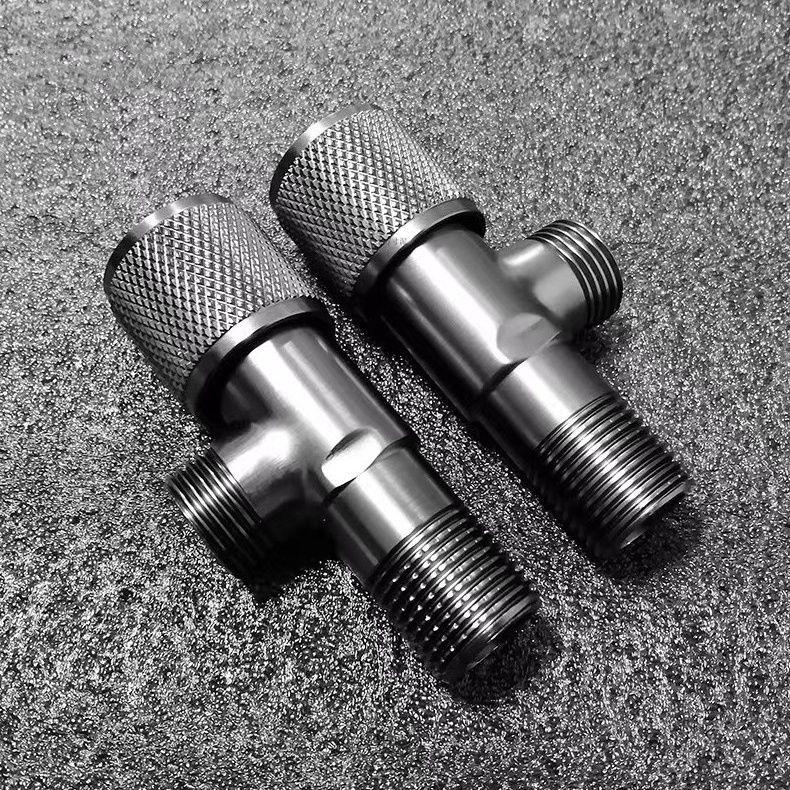 Gun Gray Stainless Steel Angle Valve - Hot/Cold Water Heater Stop Valve with Copper Core for Toilet.