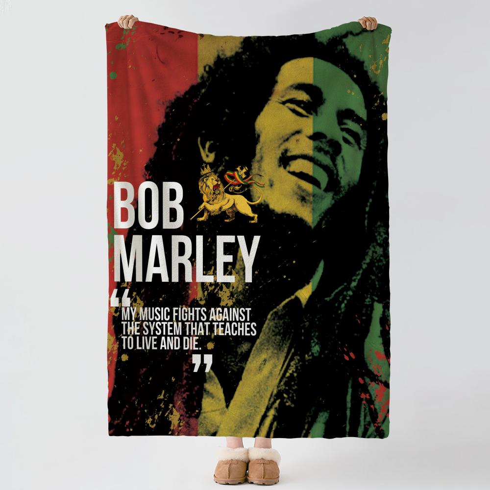 Music B-Bob Marley-y Throw Thick Comfort Flannel Quilt, Multi-scene Use Indoor Outdoor Daily Nap