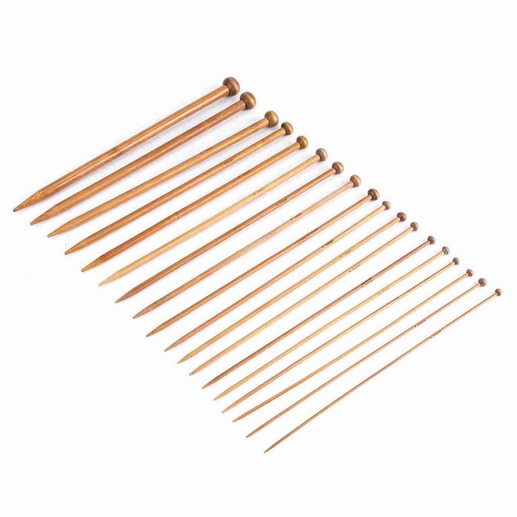 Bambus-Stricknadel-Set, einspitzige karbonisierte Stricknadeln, 18 Größen (2 mm bis 10 mm)
