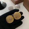 Mesh Hollow Stud For, Exaggerated High-End Gold Geometric Round
