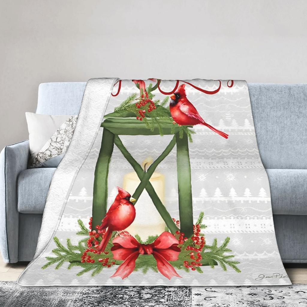 Red Truck Christmas Fleece Throw Blanket Nordic Merry Christmas New Year Blanket for Home Outdoor Super Warm Plush Thin Quilt